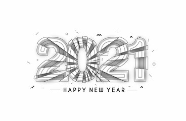 Happy New Year 2021 Text Typography Design Patter, Vector illustration.