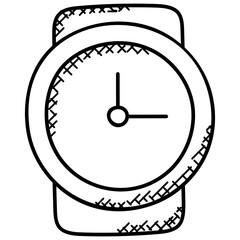 Sticker - 
A doodle  showing importance of time via wrist watch icon.
