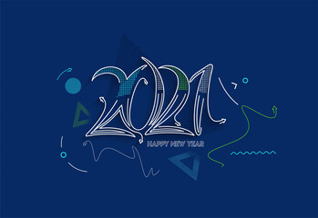 Happy New Year 2021 Text Typography Design Patter, Vector illustration.