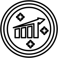 Sticker - 
A coin with numerous pictorial sketch of bar graph, sign offering hasrate concept, the power bitcoin process consuming
