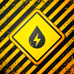 Wall Mural - Black Water energy icon isolated on yellow background. Ecology concept with water droplet. Alternative energy concept. Warning sign. Vector.