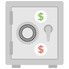 Poster - 
A safe deposit box with dollar sign symbolizing bak safe. 
