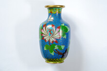 Chinese Cloisonne Vase Urn On White Background