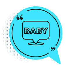 Sticker - Black line Baby icon isolated on white background. Blue speech bubble symbol. Vector.