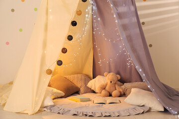 Sticker - Modern children's room interior with play tent