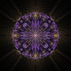 Wall Mural - abstract purple gold polygonal fractal pattern