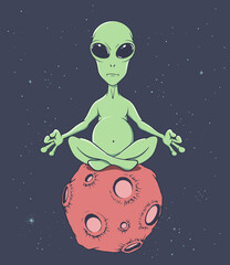 Wall Mural - alien sits in the lotus position