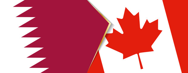 Wall Mural - Qatar and Canada flags, two vector flags.