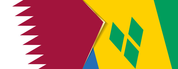 Wall Mural - Qatar and Saint Vincent and the Grenadines flags, two vector flags.