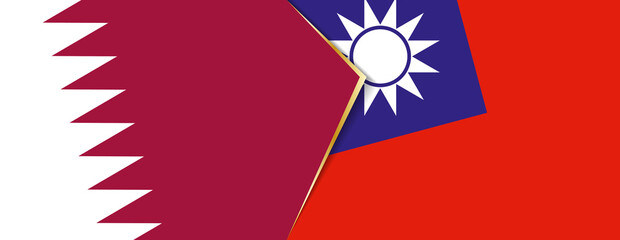 Wall Mural - Qatar and Taiwan flags, two vector flags.