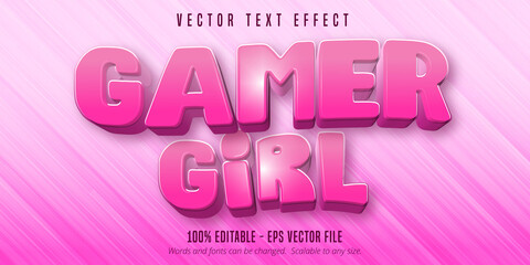 Wall Mural - Gamer girl text, cartoon style editable text effect