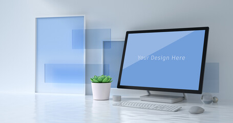 3d rendering of computer mockup.