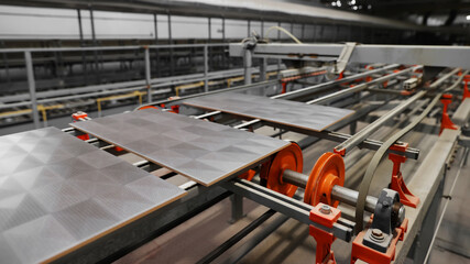 Ceramic tile production line at the factory