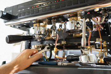 repair of the coffee machine photo. disassembled coffee machine