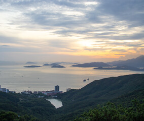 Poster - Coucher de soleil sur la baie de Hong Kong