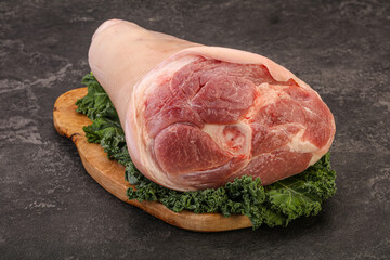 Raw pork knuckle for cooking