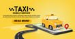Taxi service. Online mobile application order taxi service illustration.Taxi services mobile app website. yellow cab illustration.Vector taxi mobile app icon Includes smartphone with yellow taxicab.