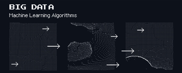 Aufkleber - Big Data, Artificial intelligence and  Machine Learning Algorithms Concept. Analysis of Information, Science and Technology Infographics Design. Vector Illustration.