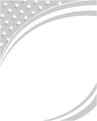 Wall Mural - Abstract US flag wave pattern monochrome corner border with empty space for text.	
