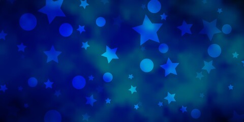 Light BLUE vector backdrop with circles, stars.