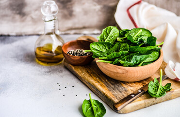 Poster - Organic food concept with fresh spinach