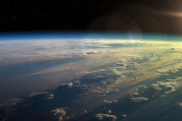 Wall Mural - planet earth from space. earth's atmosphere. elements of this image furnished by nasa.