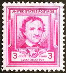 Edgar Allan Poe on old american postage stamp