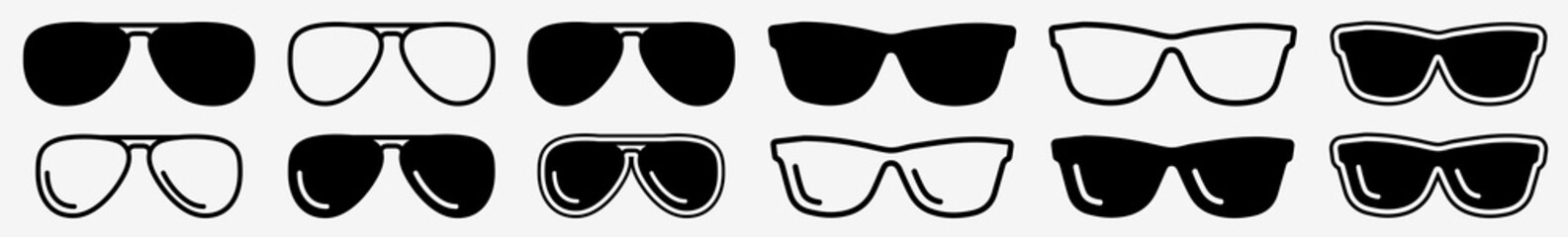 Wall Mural - sunglasses icon set | sunglasses vector illustration logo | dark glasses icons isolated collection