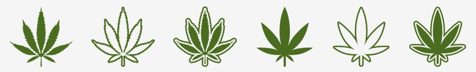Wall Mural - cannabis leaf icon set green | cannabis leaves vector illustration logo | cannabis leaf icons isolat