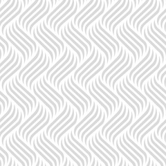 Wall Mural - Vector seamless pattern. Subtle background wavy line. Modern waves texture. Intricate pipple curly stripe. Repeat soft lines. Fashion design for prints. Endless style abstract geometric stripes