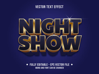 Wall Mural - editable text effect - night show black navy and gold gradient color modern style