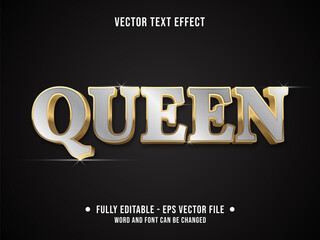 Wall Mural - editable text effect - queen silver and gold gradient color modern style