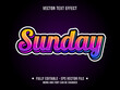 Editable text effect - sunday purple and orange color gradient modern style	
