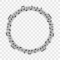 Wall Mural - Music notes, round shape musical element, vector illustration.