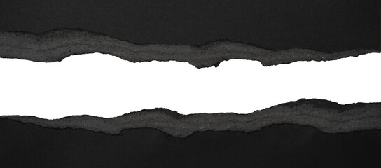 Wall Mural - close up, black paper torn, isolated on white background,ripped paper, space for copy