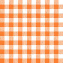 Orange Checkered Tablecloths Seamless Pattern Background.