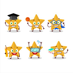 Wall Mural - School student of new yellow stars cartoon character with various expressions