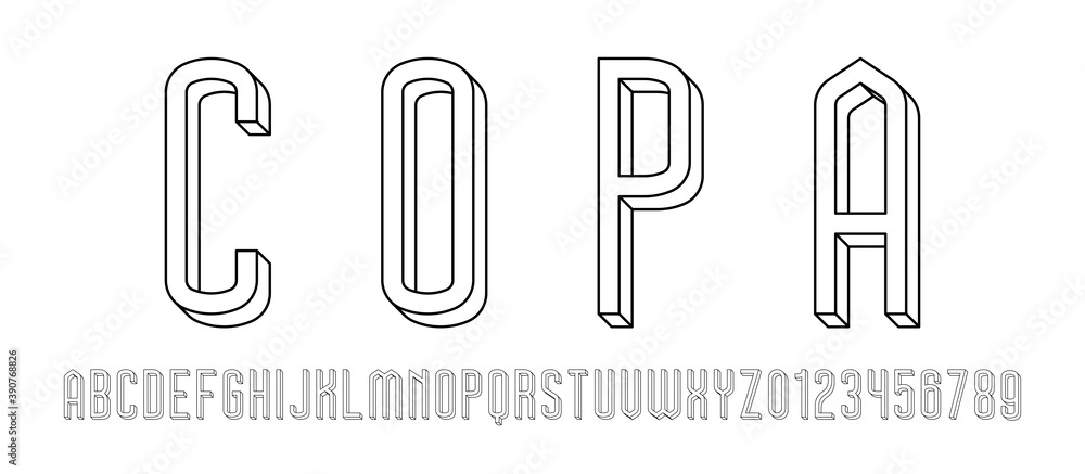 Set of alphabets font letters and numbers modern with 3D concept vector ...