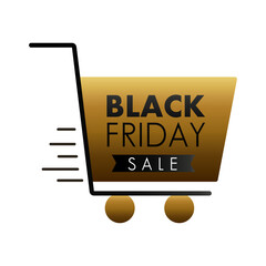 Sticker - black friday sale lettering in shopping cart