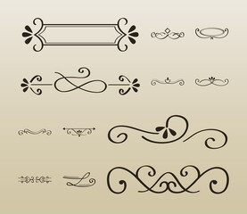 Poster - decorative swirls dividers in beige background