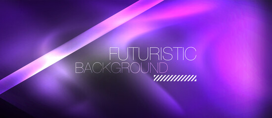 Neon geometric abstract background. Triangles with color glowing light effects in the dark. Vector illustration for covers, banners, flyers and posters and other