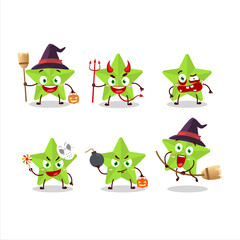 Sticker - Halloween expression emoticons with cartoon character of new green stars