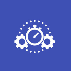 Poster - productivity icon with stopwatch, cogwheels