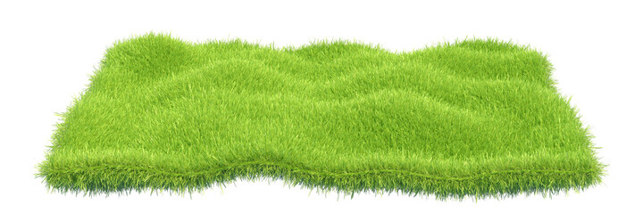 Wall Mural - Close up of grass carpet isolated on white background with copy space. 3d rendering.