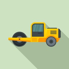 Wall Mural - Danger road roller icon. Flat illustration of danger road roller vector icon for web design