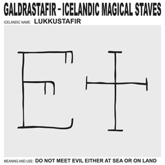 Canvas Print - vector icon with ancient Icelandic magical staves Lukkustafir. Symbol means and is used for do not meet evil either at sea or on land