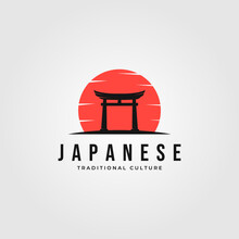 Torii Logo Japanese Culture Symbol Vector Illustration Design, Tori Logo Design