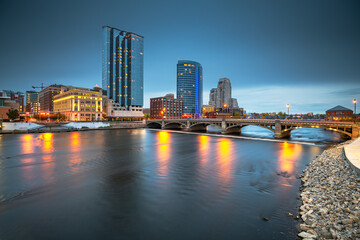 Wall Mural - Grand Rapids, Michigan, USA downtown skyline on the Grand River