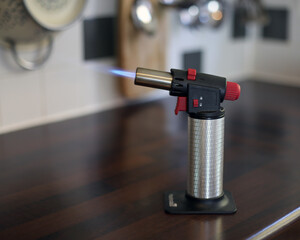 Cooking blowtorch in kitchen