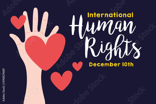 Fotografía human rights campaign lettering with hand and hearts